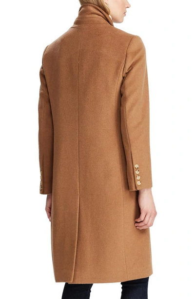 Shop Lauren Ralph Lauren Double Breasted Wool Blend Coat In New Vicuna