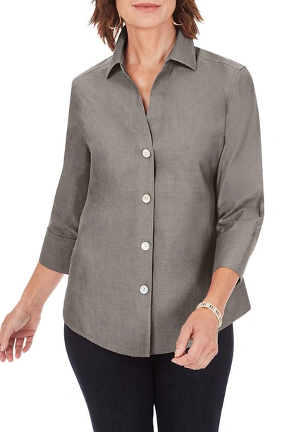 Shop Foxcroft Paityn Non-iron Cotton Shirt In Charcoal