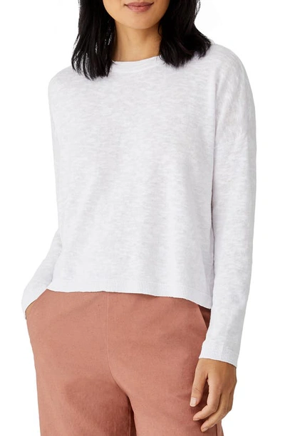 Shop Eileen Fisher Boxy Crewneck Organic Linen & Cotton Sweater In Silver