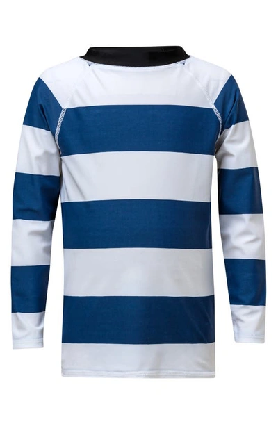 Shop Snapper Rock Rugby Stripe Rashguard In Denim Blue White