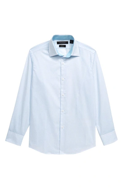 Shop Andrew Marc Print Dress Shirt In Light Blue Birdseye