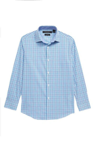 Shop Andrew Marc Gingham Dress Shirt In Blue Checks