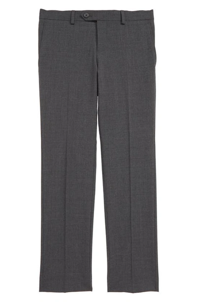 Shop Tallia Solid Wool Blend Flat Front Trousers In Grey
