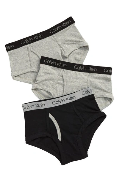 Shop Calvin Klein Kids' 3-pack Briefs In Black/ Heather Grey
