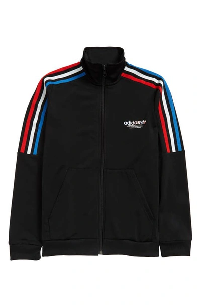 Shop Adidas Originals Kids' Tricolor Stripe Track Jacket In Black