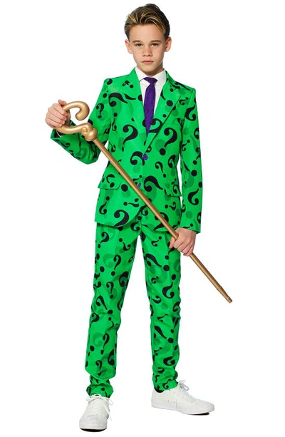 Opposuits Kids' The Riddler Two-piece Suit With Tie In Green | ModeSens