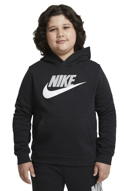 Shop Nike Kids' Sportswear Club Fleece Hooded Sweatshirt In Black/light Smoke Grey