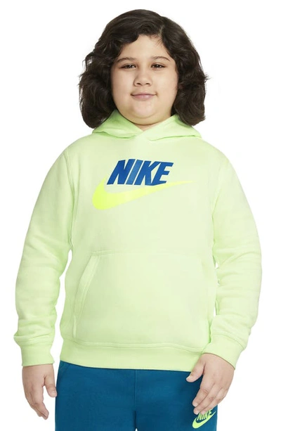 Shop Nike Kids' Sportswear Club Fleece Hooded Sweatshirt In Light Liquid Lime/volt