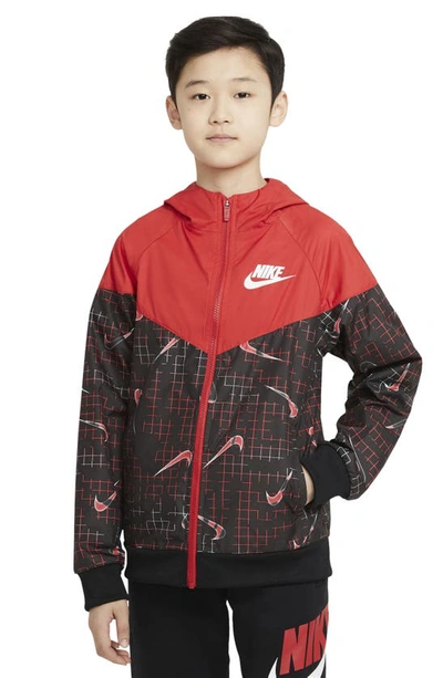Nike Sportswear Kids' Glow In The Dark Windrunner Jacket (big Boy) In  Black/ University Red/ Volt | ModeSens