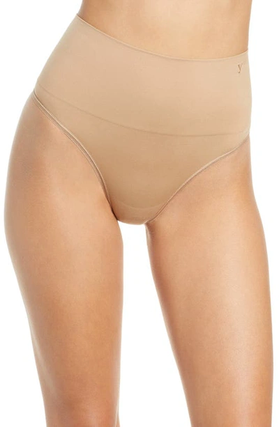 Shop Yummie By Heather Thomson Ultralight Seamless Shaping Thong In Almond