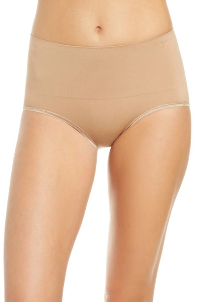 Shop Yummie By Heather Thomson Ultralight Seamless Shaping Briefs In Almond