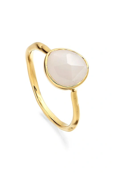 Shop Monica Vinader Siren Semiprecious Stone Stacking Ring In Gold/ Moonstone