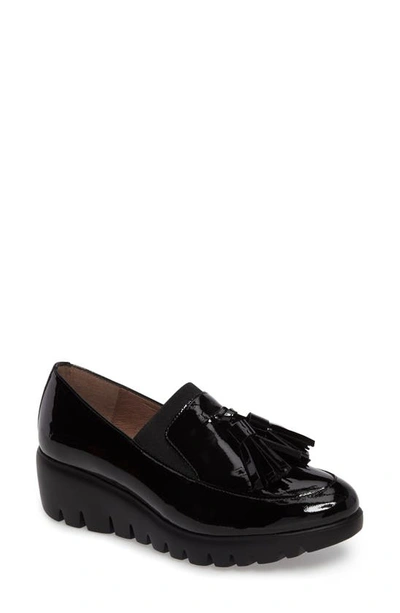 Shop Wonders Talla Loafer Wedge In Black Patent Leather