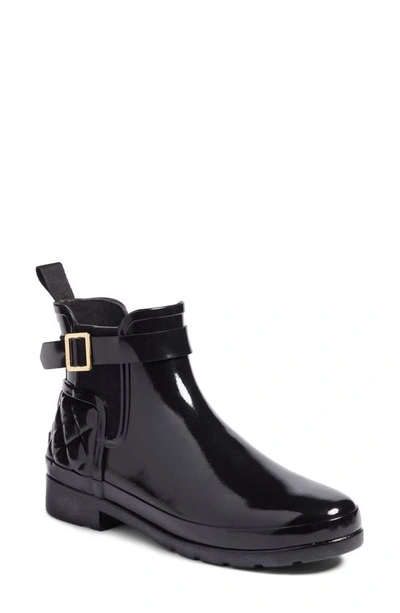 Hunter Original Refined Chelsea Wellington Boots In Black Gloss In Black