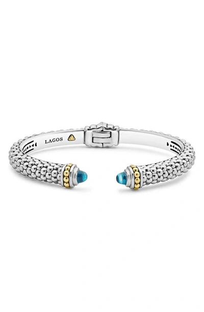 Shop Lagos Caviar Color Hinge Cuff In Swiss Blue Topaz