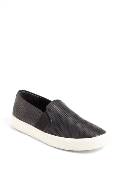 Shop Vince Blair Slip-on Sneaker In Perforated Black Leather