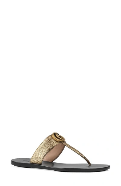Shop Gucci Gg T-strap Sandal In Platino