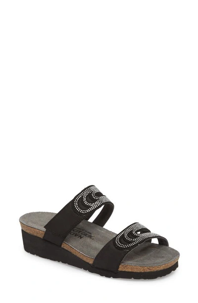 Naot Ainsley Studded Slide Sandal In Black Nubuck