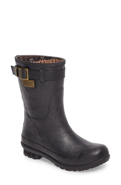 Shop Pendleton Embossed Short Waterproof Rain Boot In Black