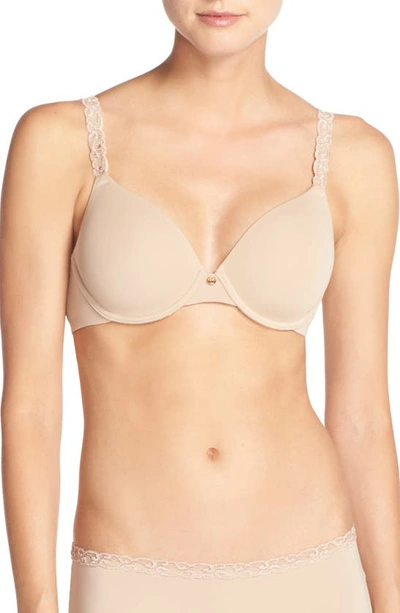 Shop Natori Pure Luxe Underwire T-shirt Bra In Cafe