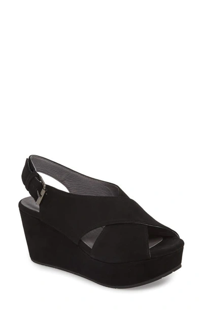 Shop Chocolat Blu Wim Platform Wedge Sandal In Black Suede