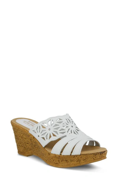 Shop Spring Step Dora Wedge Sandal In White Leather