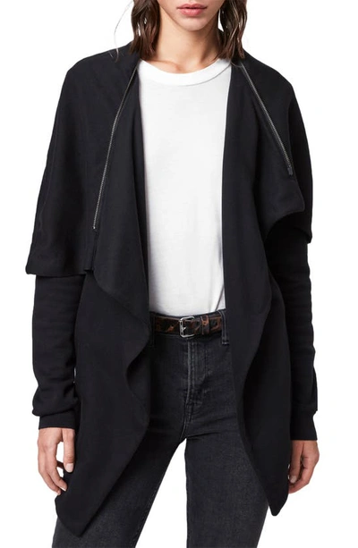 Allsaints Dahlia Sweatshirt Cardigan In Black | ModeSens