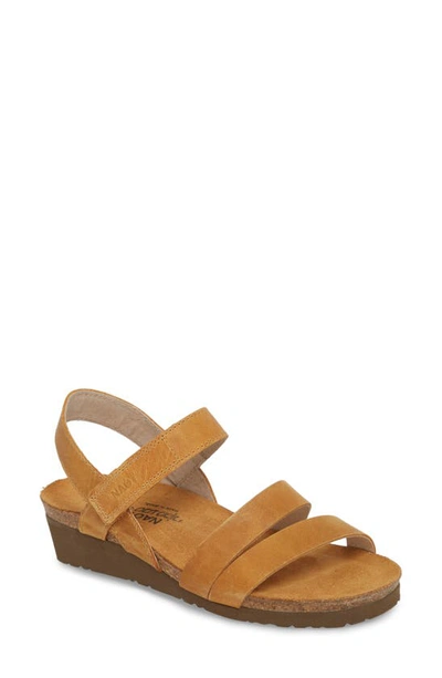 Shop Naot Kayla Wedge Sandal In Oily Dune Nubuck