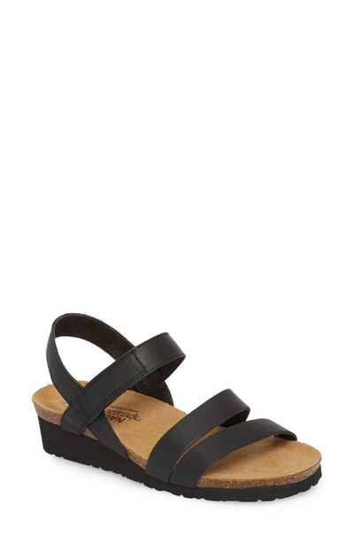 Shop Naot Kayla Wedge Sandal In Black Matte Leather