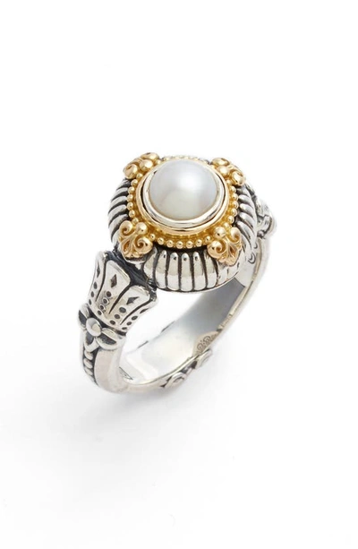 Shop Konstantino Etched Sterling & Cultured Pearl Ring In Silver/ Gold/ White