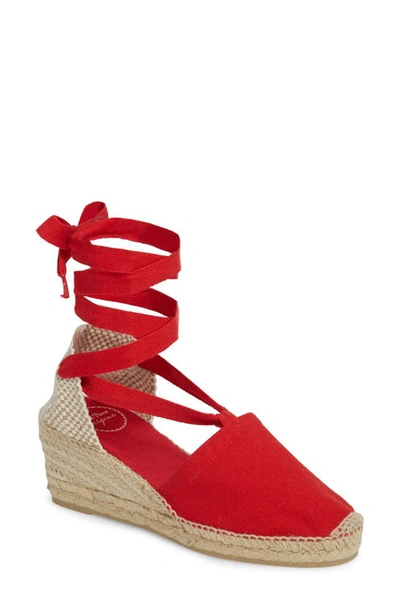 Shop Toni Pons Valencia Wraparound Espadrille Wedge In Red Fabric