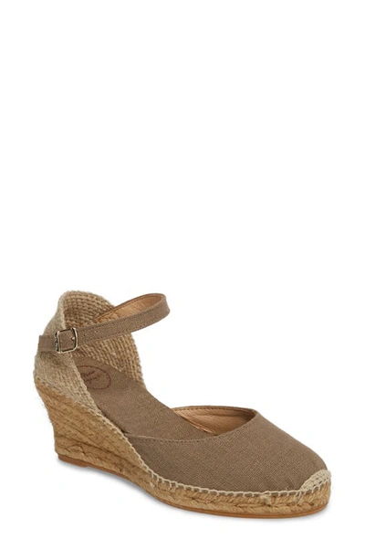 Shop Toni Pons 'caldes' Linen Wedge Sandal In Taupe Fabric