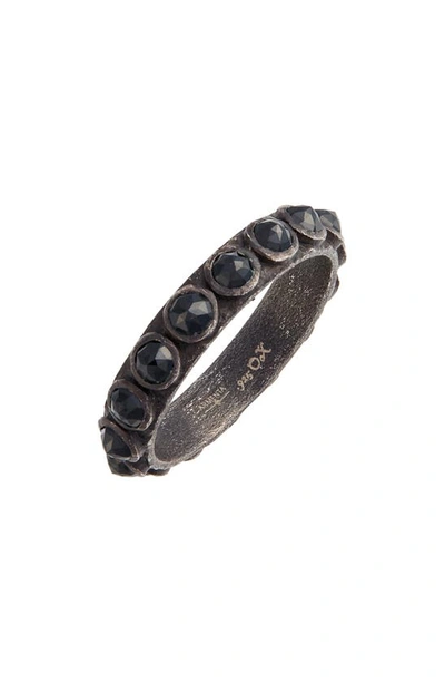 Shop Armenta New World Black Spinel Sterling Silver Stackable Ring In Blackened Silver
