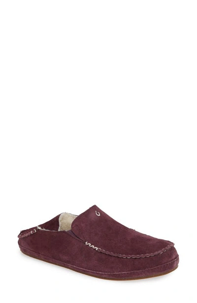 Shop Olukai Nohea Nubuck Slipper In Mystic Berry Leather