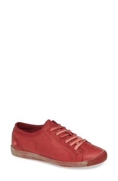 Shop Softinos By Fly London Isla Distressed Sneaker In Scarlet Washed Leather