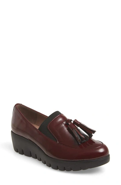 Shop Wonders Talla Loafer Wedge In Burgundy Patent Leather