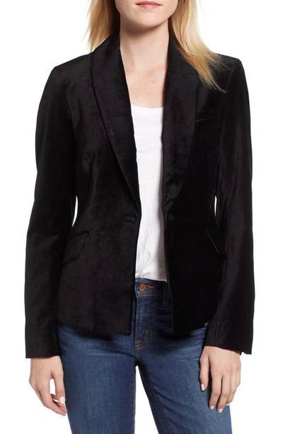 Shop Jen7 Stretch Cotton Velvet Blazer In Black