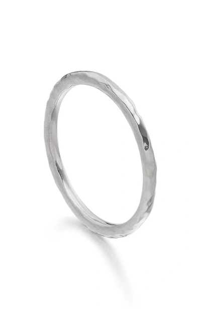 Shop Monica Vinader Siren Hammered Ring In Silver