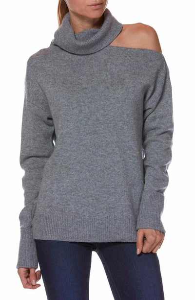 Shop Paige Raundi Cutout Shoulder Sweater In Heather Grey