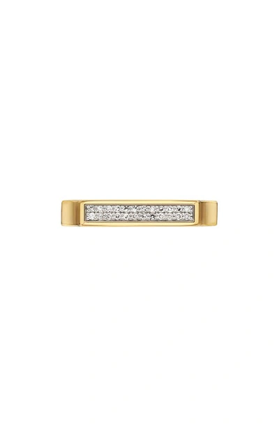 Shop Monica Vinader Diamond Signature Ring In Yellow Gold