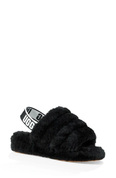 Shop Ugg Fluff Yeah Faux Fur Slingback Sandal In Black