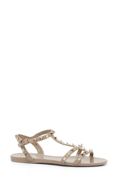 Shop Valentino Rockstud T-strap Sandal In Poudre/ Poudre