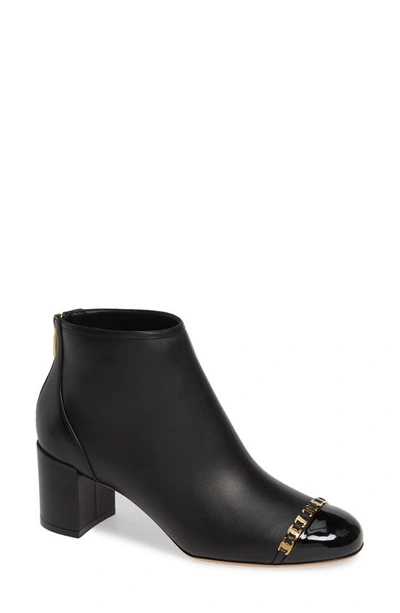 Shop Ferragamo Atri Chain Link Bootie In Black