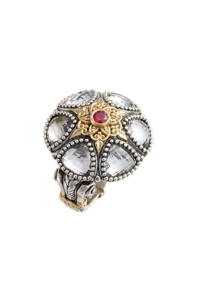 Shop Konstantino Pythia Crystal Statement Ring In Silver/ Crystal