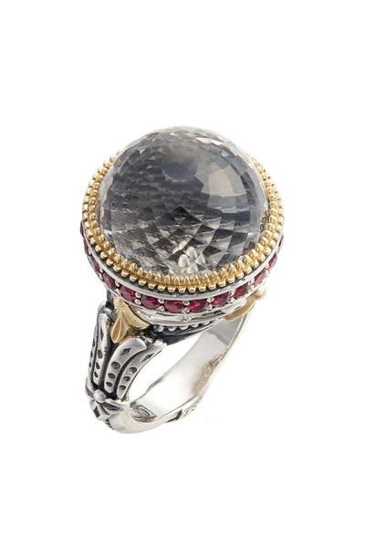Shop Konstantino Pythia Large Crystal Ring In Silver/ Crystal