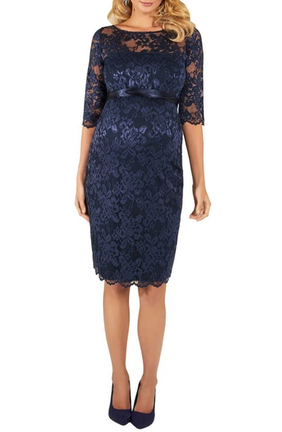 Shop Tiffany Rose Amelia Lace Maternity Cocktail Dress In Navy