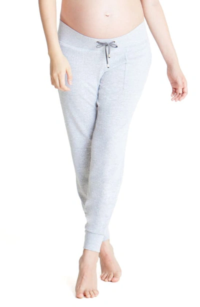 Shop Ingrid & Isabelr Knit Active Maternity Joggers In Light Heather Grey
