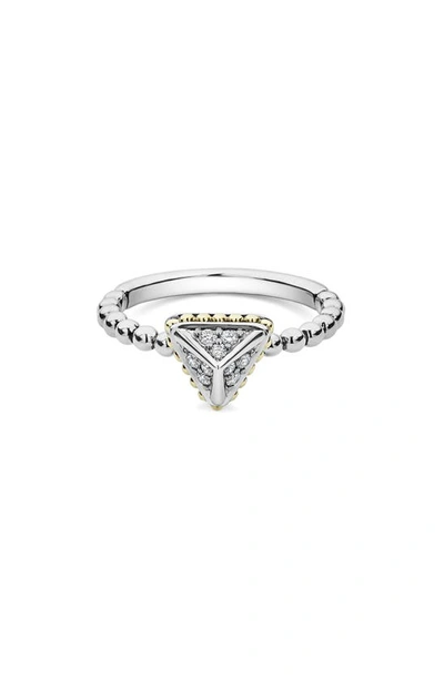 Shop Lagos Ksl Diamond Pyramid Ring In Silver/ Diamond