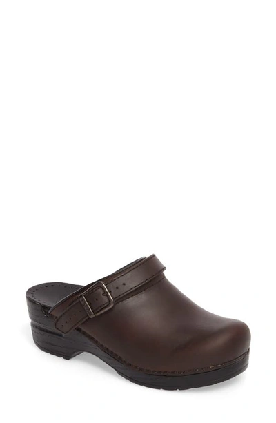 Dansko Berry Milled Burnished In Antique Brown Leather