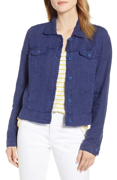 Shop Tommy Bahama Two Palms Linen Raw Edge Jacket In Island Navy